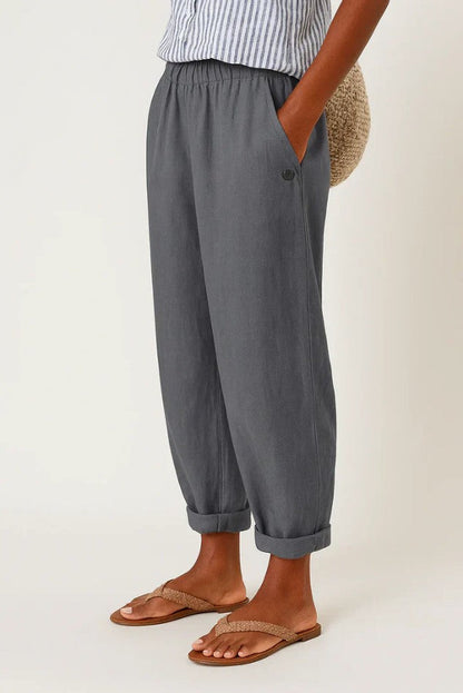 Relaxed timeless everyday linen trousers for women | Romina -5