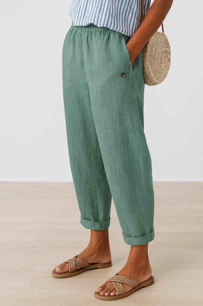 Relaxed timeless everyday linen trousers for women | Romina -6