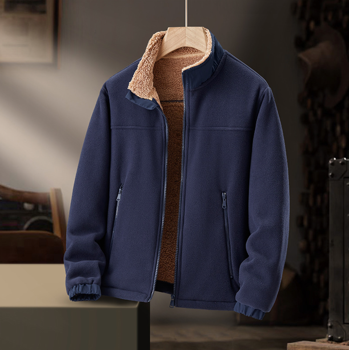 Zip Front Sherpa Jacket Stylish for Men | Calder