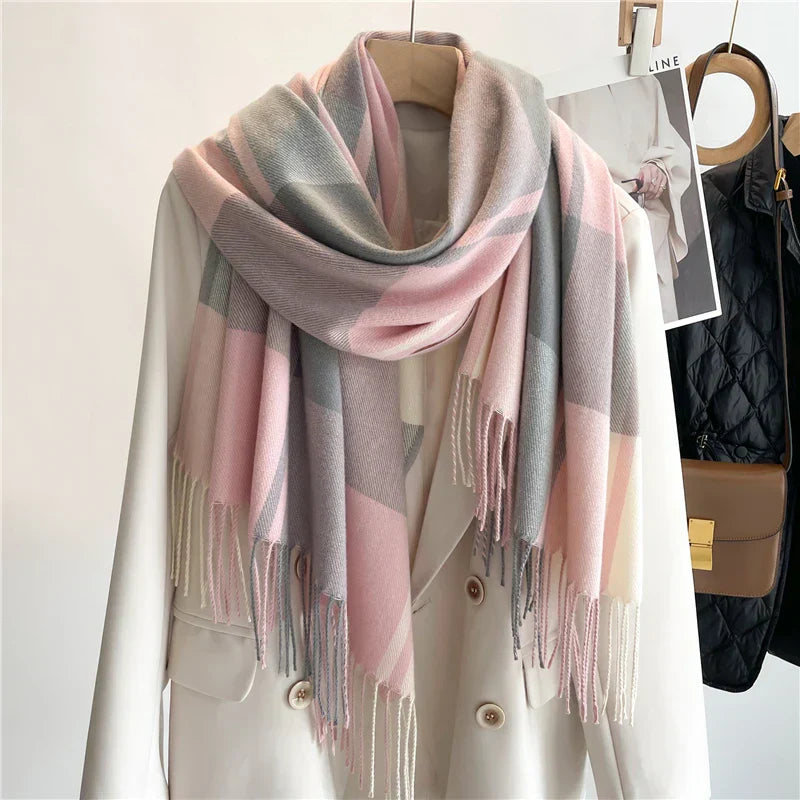 Classic Plaid Fringe Scarf Elegant For Women | Elowenra