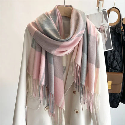 Classic Plaid Fringe Scarf Elegant For Women | Elowenra