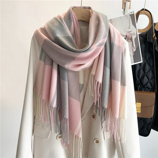 Classic Plaid Fringe Scarf Elegant For Women | Elowenra