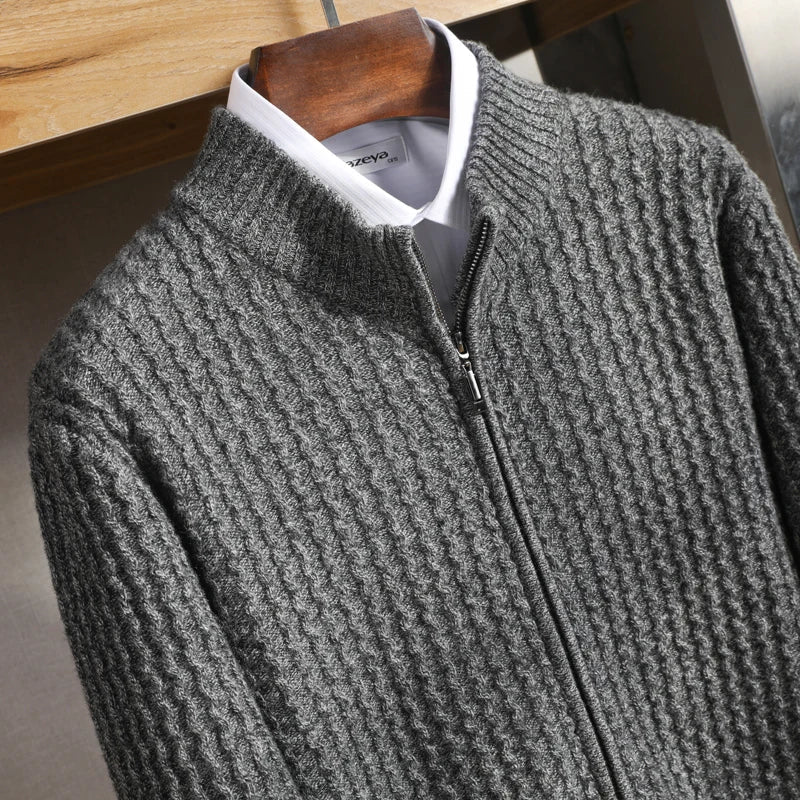 Textured Zip Front Sweater Cozy For Men | Bennett