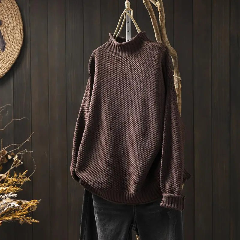 Textured High Neck Sweater Cozy For Women | Elowira