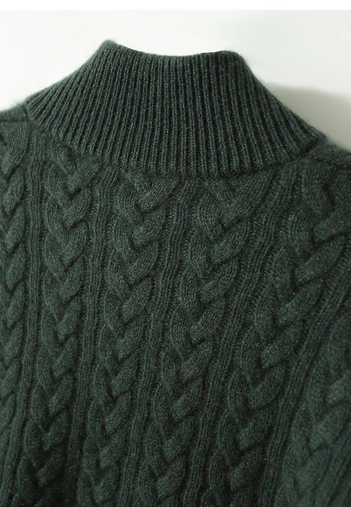 Cable Detail Half Button Sweater Cozy For Women | Isabelle