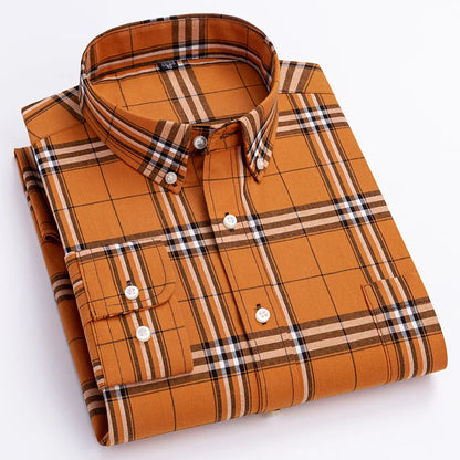 Classic Check Button Down Shirt Refined For Men | Cedric