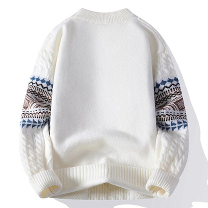 Nordic Pattern Crew Neck Sweater Cozy for Men | Soren