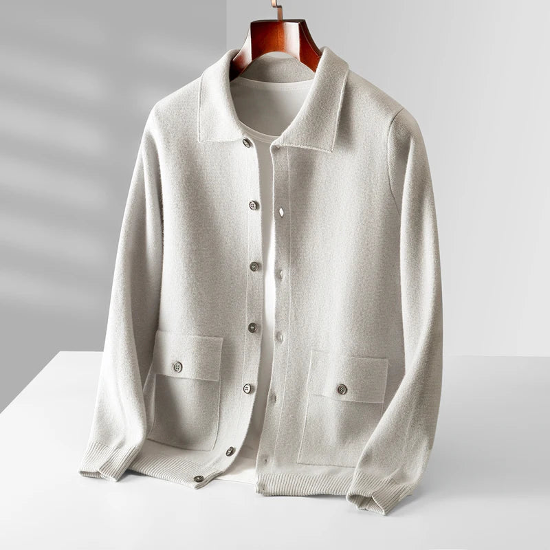 Collared Button Front Cardigan Cozy for Men | Lorenzo