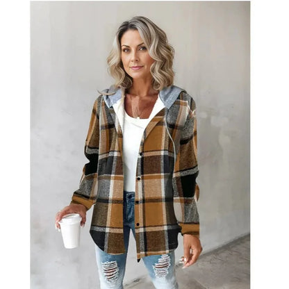 Plaid Hooded Coat Stylish for Women | Brielle