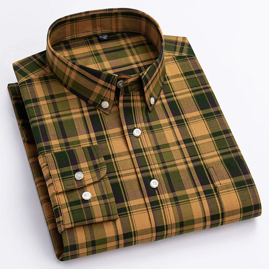 Classic Check Button Down Shirt Refined For Men | Cedric