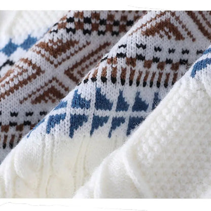 Nordic Pattern Crew Neck Sweater Cozy for Men | Soren