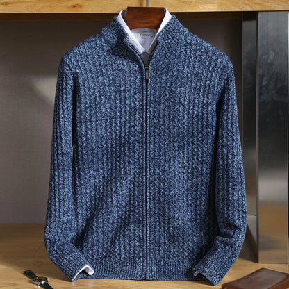 Textured Zip Front Sweater Cozy For Men | Bennett