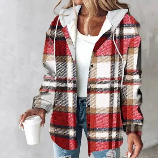Plaid Hooded Coat Stylish for Women | Brielle