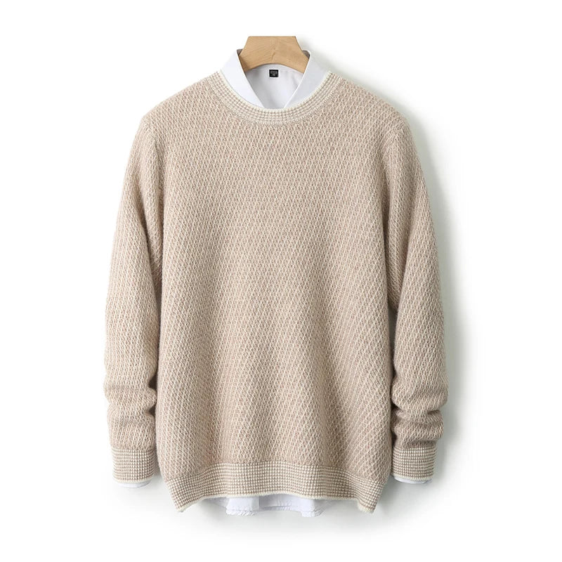 Textured Crew Neck Sweater Cozy for Men | Jheo