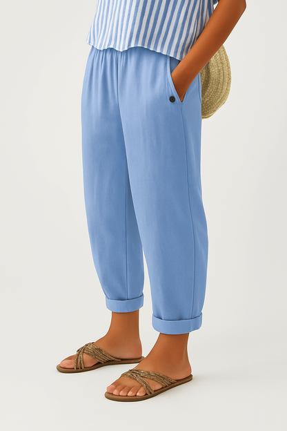 Relaxed timeless everyday linen trousers for women | Romina -8