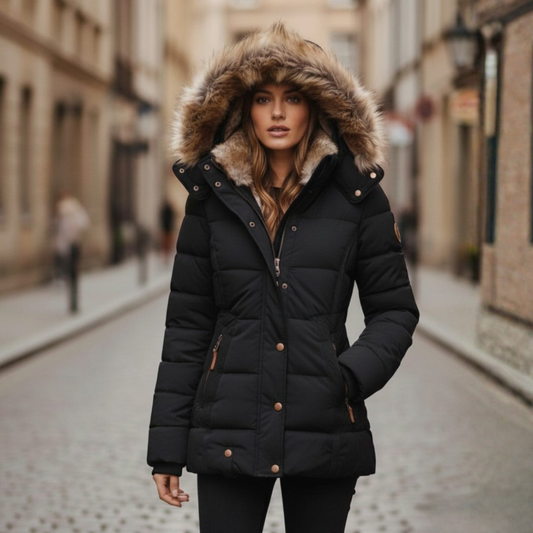 Faux Fur Hooded Quilted Parka Stylish For Women | Caldrisa