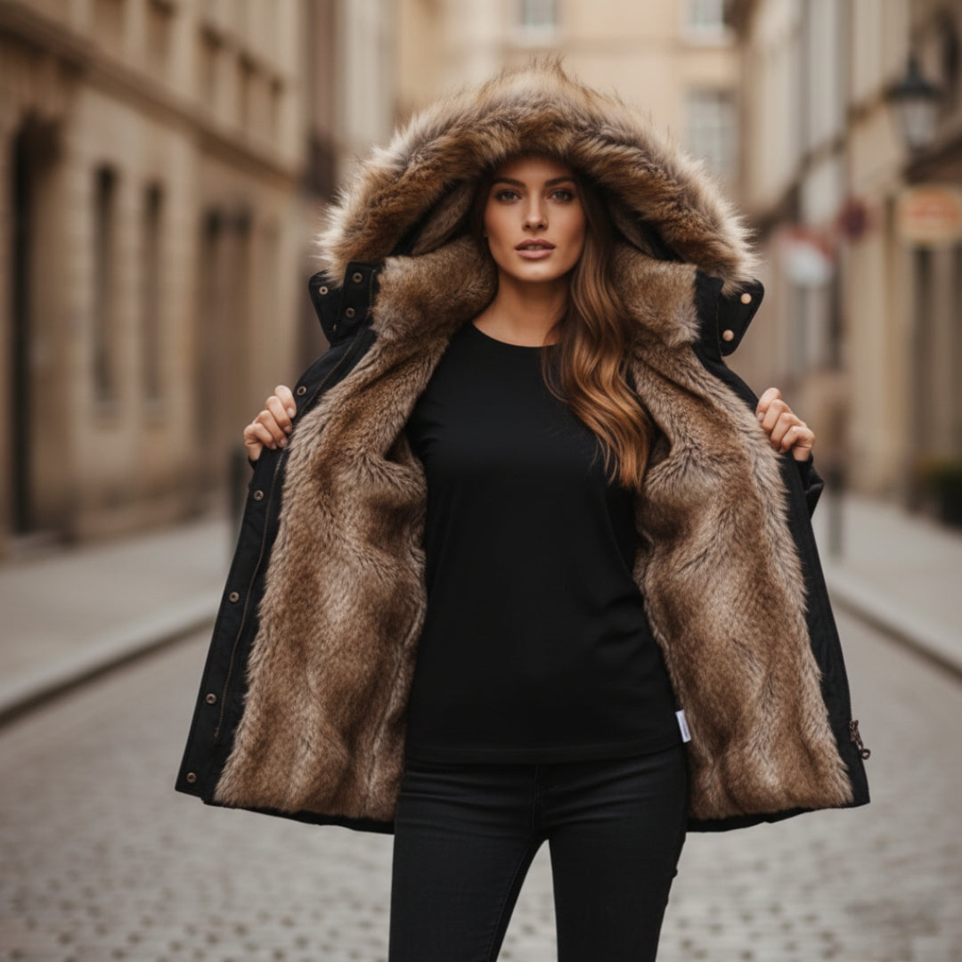 Faux Fur Hooded Quilted Parka Stylish For Women | Caldrisa