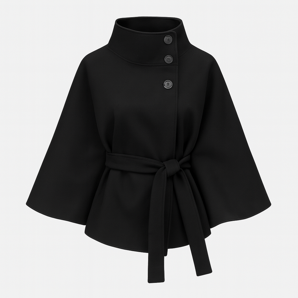 Belted High Collar Cape Coat Stylish For Women | Serelisse