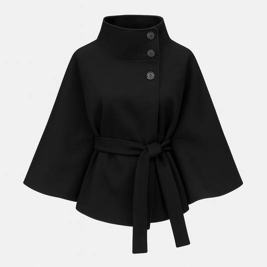 Belted High Collar Cape Coat Stylish For Women | Serelisse