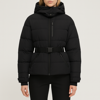 Belted Hooded Quilted Puffer Jacket Stylish For Women | Nyrelle