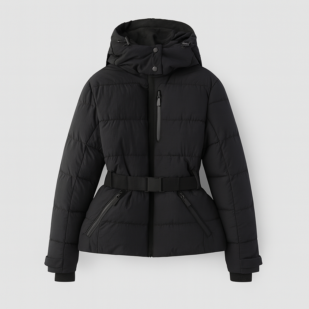 Belted Hooded Quilted Puffer Jacket Stylish For Women | Nyrelle