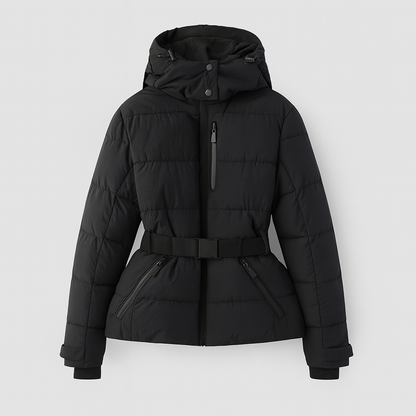 Belted Hooded Quilted Puffer Jacket Stylish For Women | Nyrelle