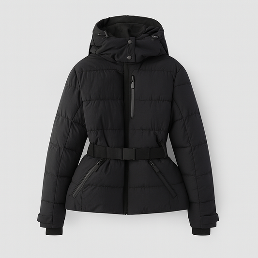 Belted Hooded Quilted Puffer Jacket Stylish For Women | Nyrelle