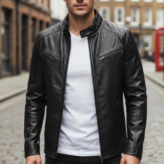 Stand Collar Zip Front Jacket Stylish For Men | Kaelric