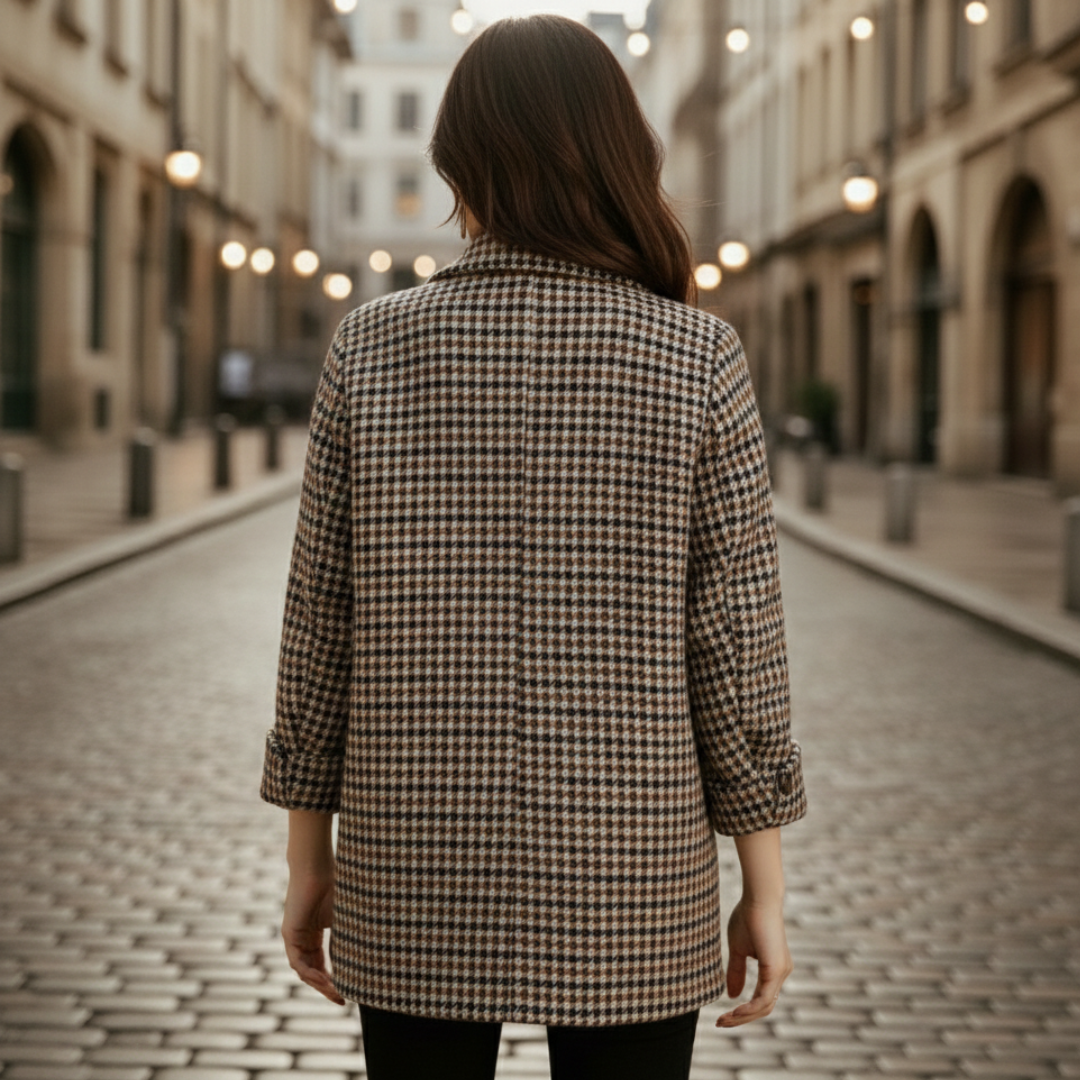 Classic plaid tailored blazer for women | The Rowan -4