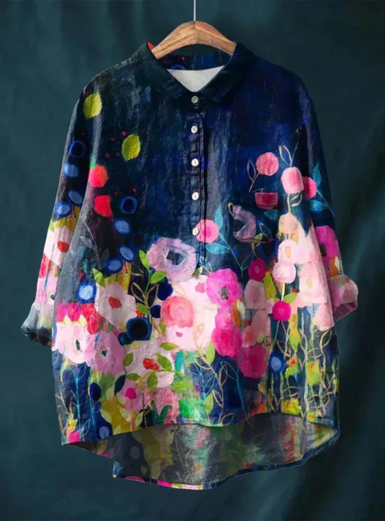 Relaxed printed ruffled blouse for women | Anita -11