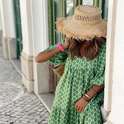 Bohemian Puff Sleeve Long Dress Chic For Women | Isalora