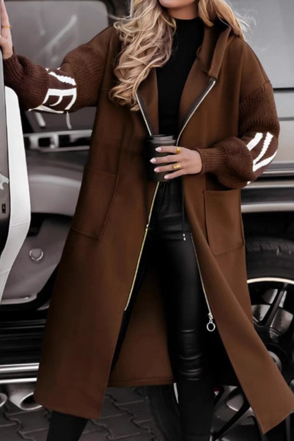 Chic knitted sleeve hooded casual jacket for women | Peggy -6
