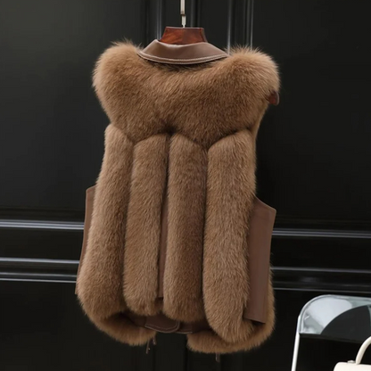 Elegant everyday faux fur sleeveless vest for women | Nereida -7