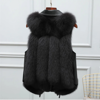 Elegant everyday faux fur sleeveless vest for women | Nereida -5