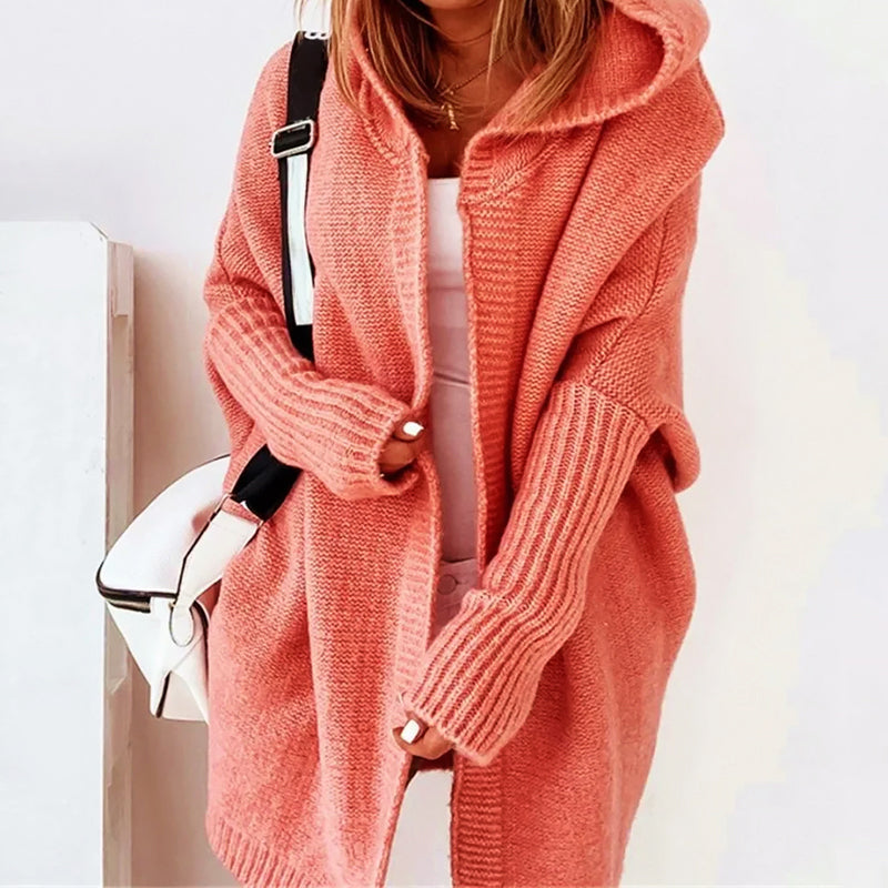 Oversized Hooded Knit Cardigan Cozy For Women | Alessandra