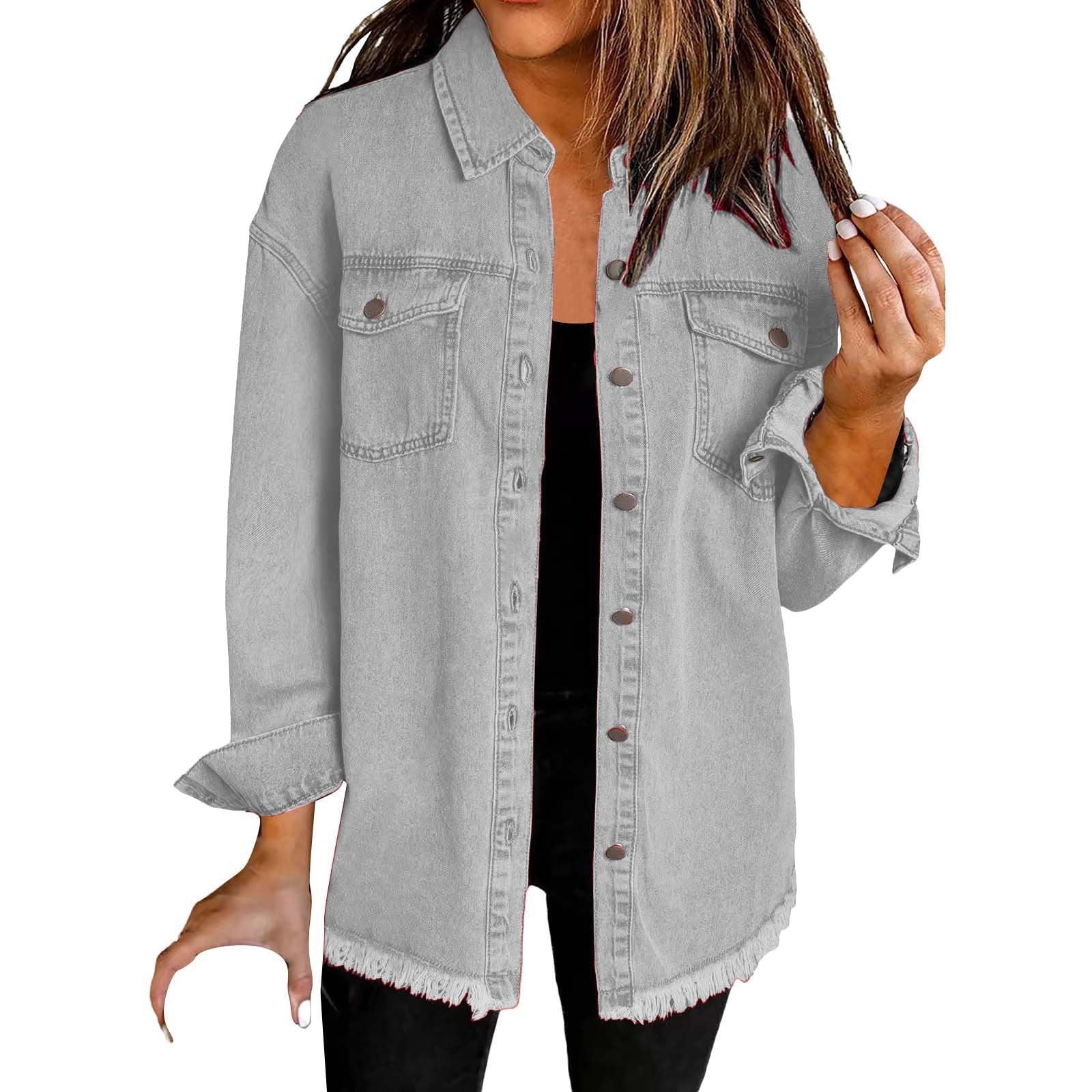 Classic relaxed denim jacket with pockets for women | Katja
