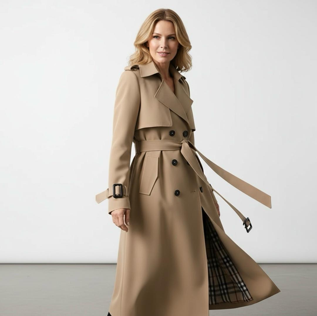 Belted Double Breasted Trench Coat Stylish for Women | Elara