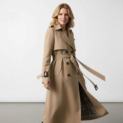 Belted Double Breasted Trench Coat Stylish for Women | Elara