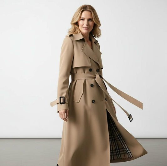 Belted Double Breasted Trench Coat Stylish for Women | Elara