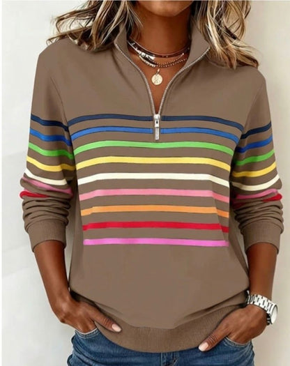Vibrant striped half-zip everyday jumper for women | Sienna -5