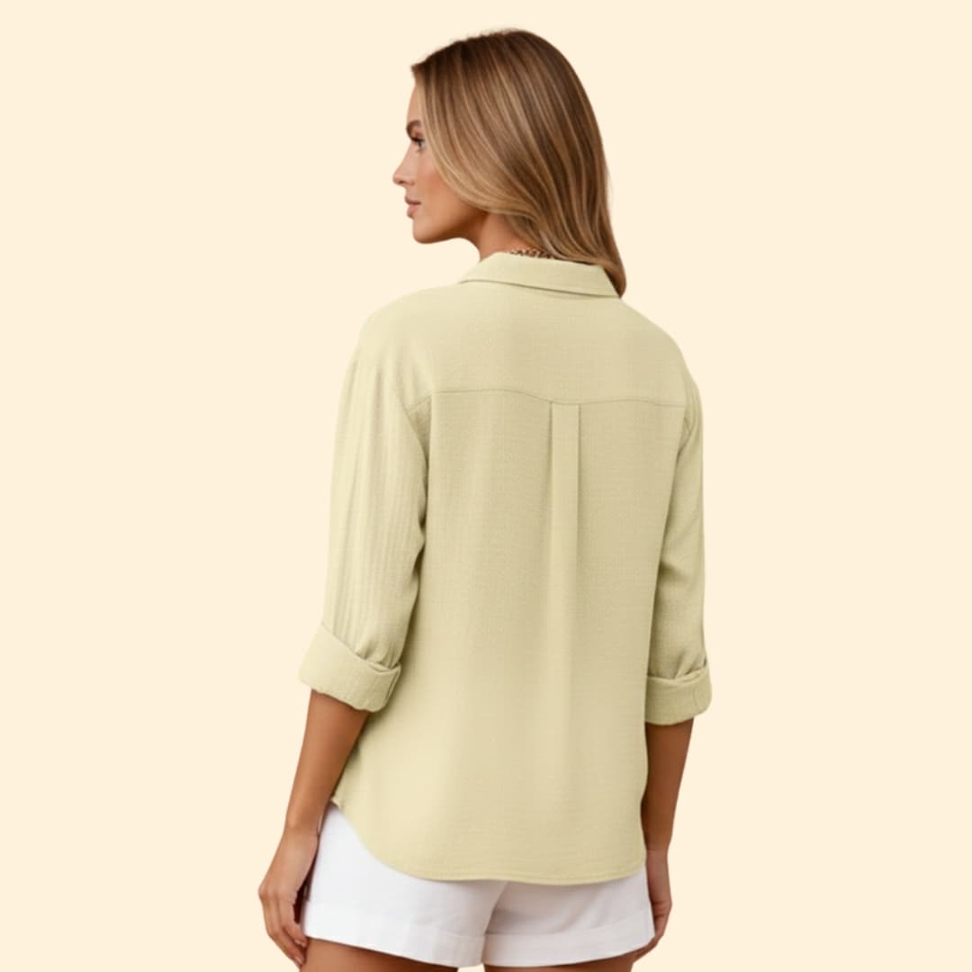 Classic short-sleeve button blouse for women | Elira