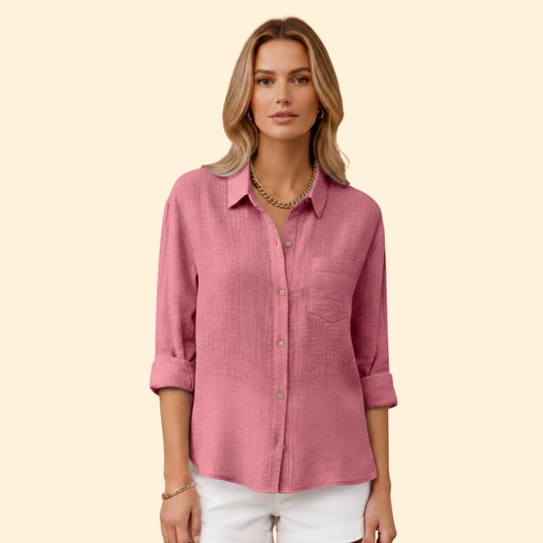 Classic short-sleeve button blouse for women | Elira