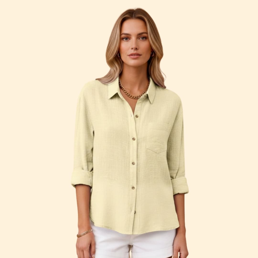 Classic short-sleeve button blouse for women | Elira