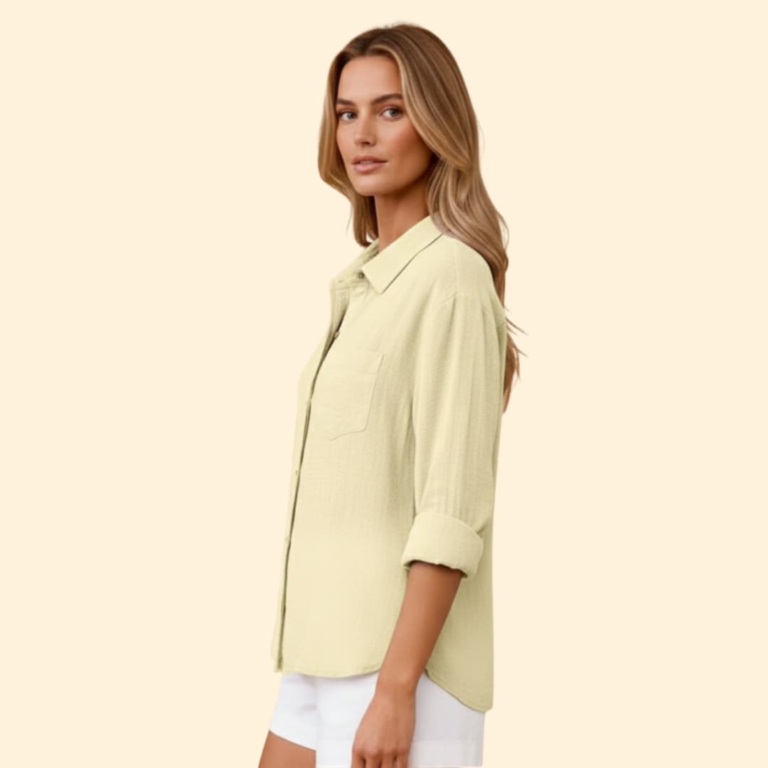 Classic short-sleeve button blouse for women | Elira