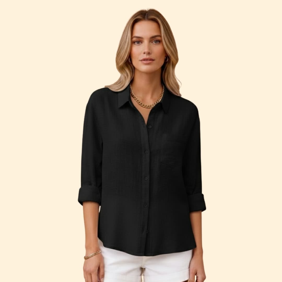 Classic short-sleeve button blouse for women | Elira
