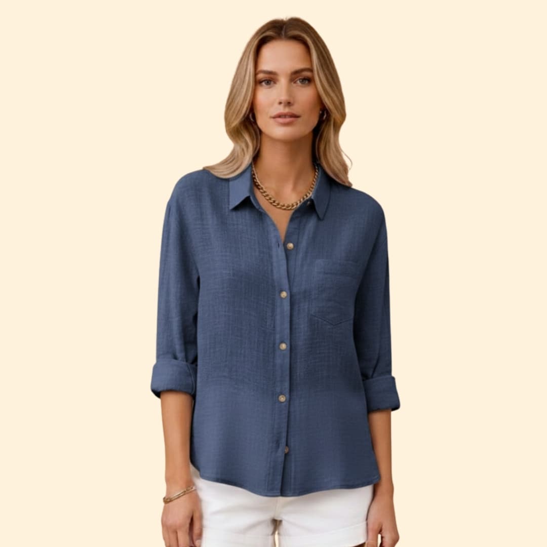 Classic short-sleeve button blouse for women | Elira