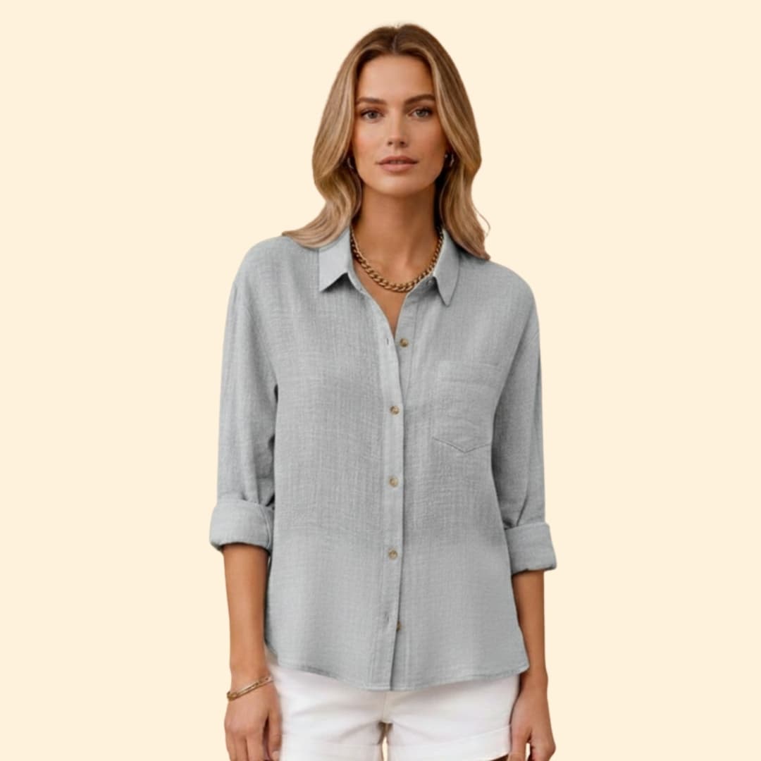 Classic short-sleeve button blouse for women | Elira