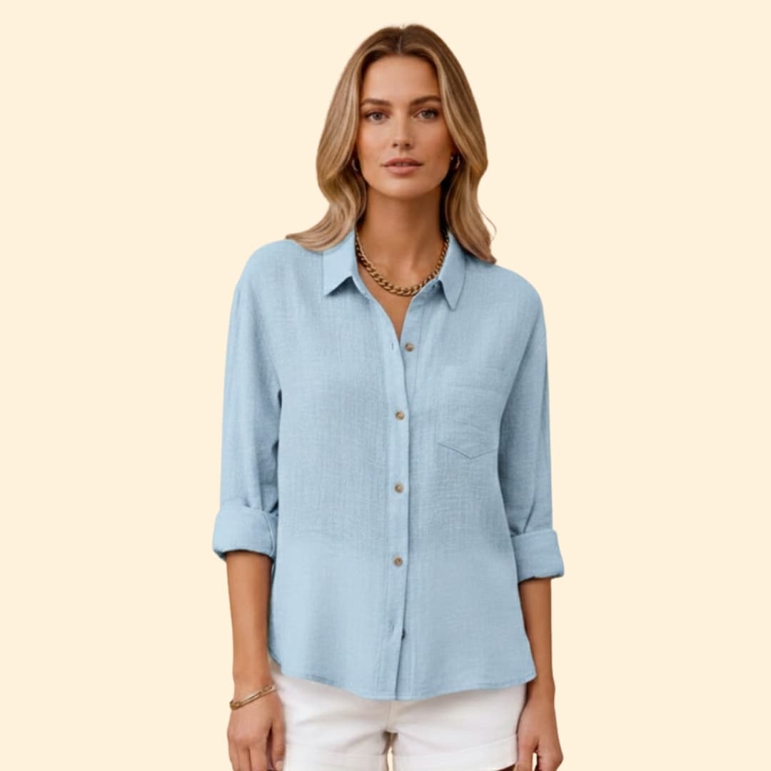 Classic short-sleeve button blouse for women | Elira