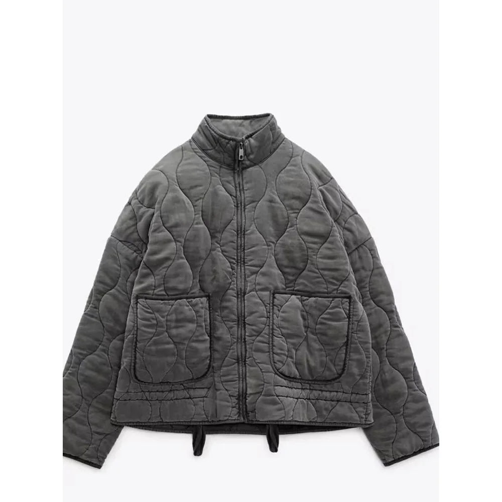 Quilted Zip Front Jacket Stylish For Women | Mirelda