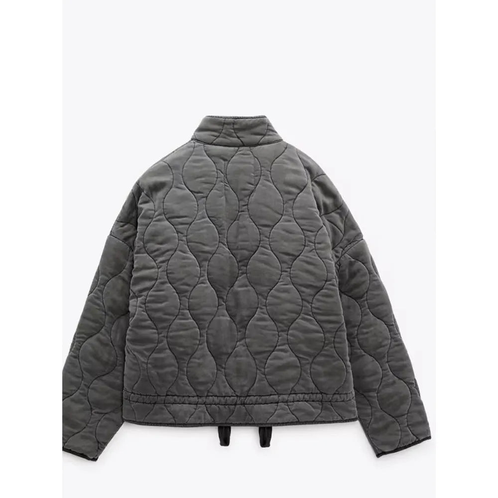 Quilted Zip Front Jacket Stylish For Women | Mirelda